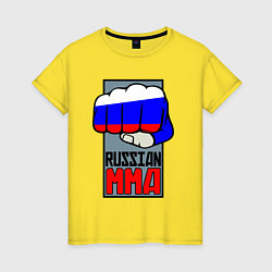 Футболка хлопковая женская Russian MMA, цвет: желтый