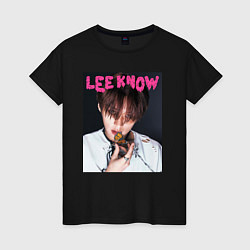 Футболка хлопковая женская Lee Know Rock Star Stray Kids, цвет: черный