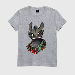 Футболка хлопковая женская Новогодний Беззубик, цвет: меланж