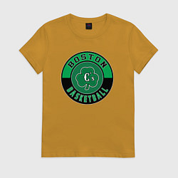 Футболка хлопковая женская Basketball Boston, цвет: горчичный