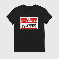 Футболка хлопковая женская Hi my name is, цвет: черный