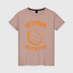 Футболка хлопковая женская Setters do it better, цвет: пыльно-розовый