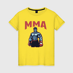 Футболка хлопковая женская MMA боец, цвет: желтый