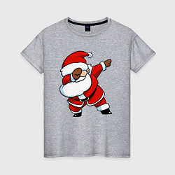 Футболка хлопковая женская Santa dabbing dance, цвет: меланж