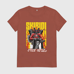 Футболка хлопковая женская Спикермен на троне, цвет: кирпичный