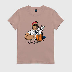 Футболка хлопковая женская Beer lover, цвет: пыльно-розовый