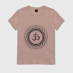 Футболка хлопковая женская Сахасрара чакра - символ аюрведы, цвет: пыльно-розовый