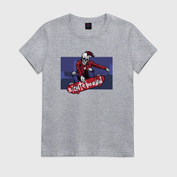 Футболка хлопковая женская Skeleton on a skateboard, цвет: меланж