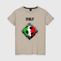 Футболка хлопковая женская Команда Италии, цвет: миндальный