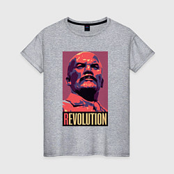 Футболка хлопковая женская Lenin revolution, цвет: меланж