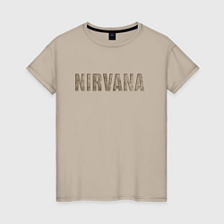 Футболка хлопковая женская Nirvana grunge text, цвет: миндальный