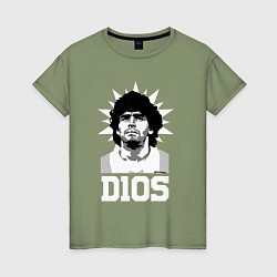 Футболка хлопковая женская Dios Diego Maradona, цвет: авокадо