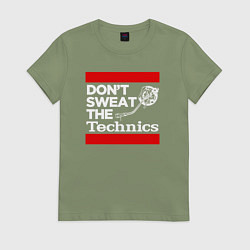 Футболка хлопковая женская Dont sweat the Technics, цвет: авокадо