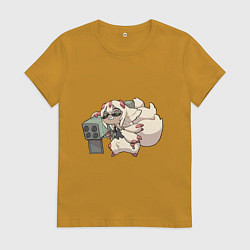 Футболка хлопковая женская Опасная Фапута, цвет: горчичный