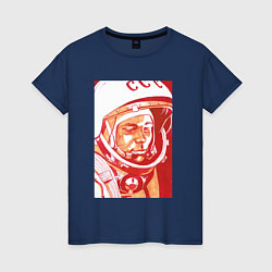 Футболка хлопковая женская Gagarin in red, цвет: тёмно-синий