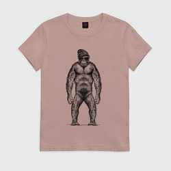 Футболка хлопковая женская Шимпанзе модник, цвет: пыльно-розовый