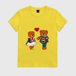 Футболка хлопковая женская Мишки: Айгуль и Марат, цвет: желтый