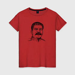 Футболка хлопковая женская Сталин улыбается, цвет: красный