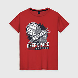 Футболка хлопковая женская Проект глубокий космос, цвет: красный