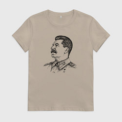 Футболка хлопковая женская Профиль Сталина, цвет: миндальный