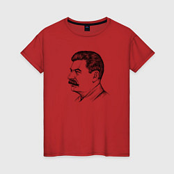 Футболка хлопковая женская Сталин в профиль, цвет: красный