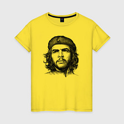 Футболка хлопковая женская Эрнесто Че Гевара портрет, цвет: желтый
