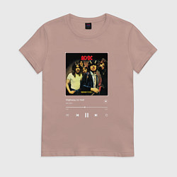 Футболка хлопковая женская Highway to hell - AC DC, цвет: пыльно-розовый