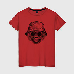 Футболка хлопковая женская Стильный детеныш гориллы, цвет: красный