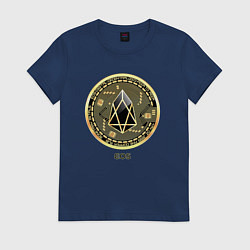 Футболка хлопковая женская EOS крипто символ, цвет: тёмно-синий