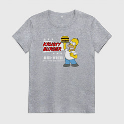 Футболка хлопковая женская Красти бургер, цвет: меланж