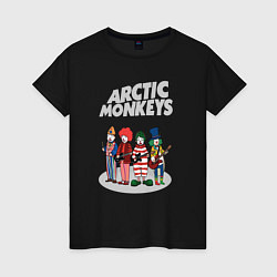 Футболка хлопковая женская Arctic Monkeys clowns, цвет: черный
