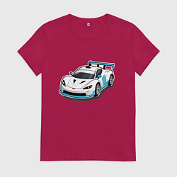 Футболка хлопковая женская Спортивная машинка, цвет: маджента