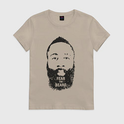 Футболка хлопковая женская Бойся бороду, цвет: миндальный