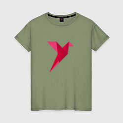 Футболка хлопковая женская Геометрическая колибри, цвет: авокадо