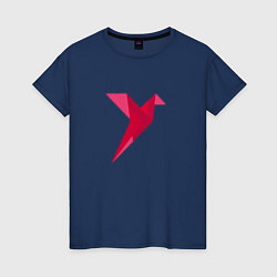 Футболка хлопковая женская Геометрическая колибри, цвет: тёмно-синий