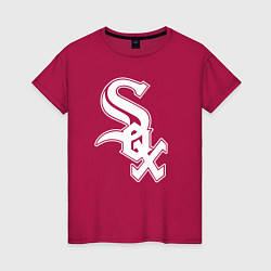 Футболка хлопковая женская Chicago white sox - baseball, цвет: маджента