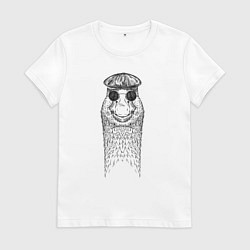 Футболка хлопковая женская Гусь в кепке, цвет: белый