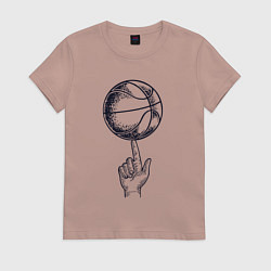Футболка хлопковая женская Finger ball, цвет: пыльно-розовый
