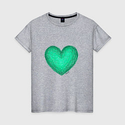 Женская футболка Рисунок сердце бирюзового цвета