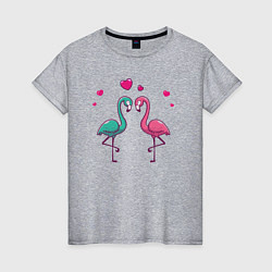 Футболка хлопковая женская Flamingo love, цвет: меланж