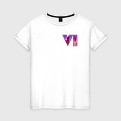 Футболка хлопковая женская GTA VI - logo, цвет: белый