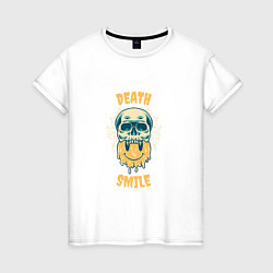 Футболка хлопковая женская Улыбка черепа-skull smile, цвет: белый