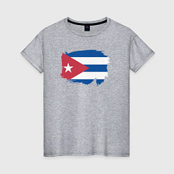 Футболка хлопковая женская Флаг Кубы, цвет: меланж
