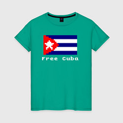 Футболка хлопковая женская Free Cuba, цвет: зеленый