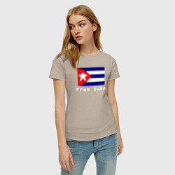Футболка хлопковая женская Free Cuba, цвет: миндальный — фото 2