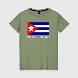 Футболка хлопковая женская Free Cuba, цвет: авокадо