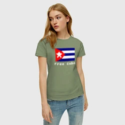 Футболка хлопковая женская Free Cuba, цвет: авокадо — фото 2