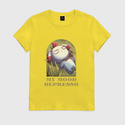 Футболка хлопковая женская My mood Depresso Palworld, цвет: желтый