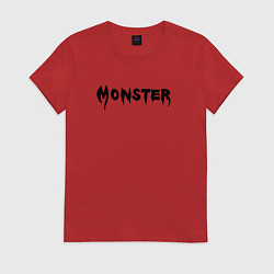 Футболка хлопковая женская Monster black, цвет: красный