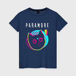 Футболка хлопковая женская Paramore rock star cat, цвет: тёмно-синий